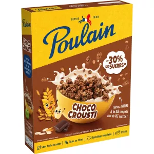 Choco Crousti Ontbijtgranen met Havermout en Chocolade Gepofte Rijst 375g - Poulain