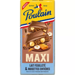 Tablette de chocolat au lait feuilleté et noisettes 190g - POULAIN