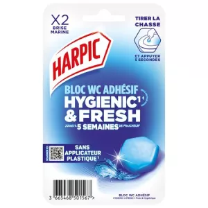 Bloc WC Adhesive Hygienic & Fresh Navy Brise 2 Blocs - HARPIC