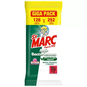 Lingettes Nettoyante Anti-Bacteriennes x126 - SAINT MARC