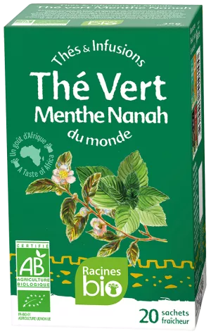 Thé Vert Menthe (12 X 20 Sách X 18 G) - Racines Bio
