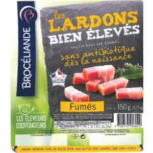 Lardons Fumés Sans Antibiotique dès la Naissance, 2x75g - BROCÉLIANDE