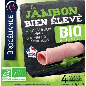 Jambon Bio Bien elevé sans couenne 4 tranches 140g  - BROCELIANDE