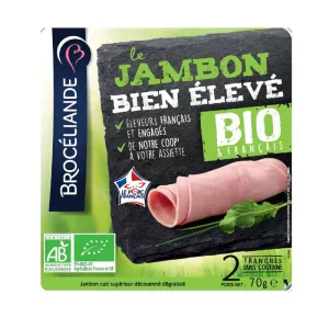 Brocéliande jambon supérieur découené dégraissé 2 tranches 70g - BROCELIANDE