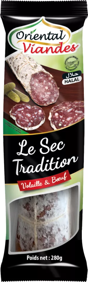 A tradição da salsicha seca carne de aves HALAL - ORIENTAL VIANDES