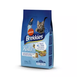 Croquette cuộn cá hồi và cá ngừ cho mèo 1,5kg - BREKKIES