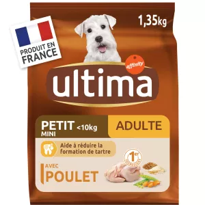 Mini-Hundefutter für ausgewachsene Hunde mit Huhn, 1,35 kg - Ultima