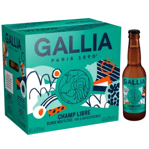 シャン・リーブル 無濾過ブロンドビール、5.8°、12x33cl - GALLIA
