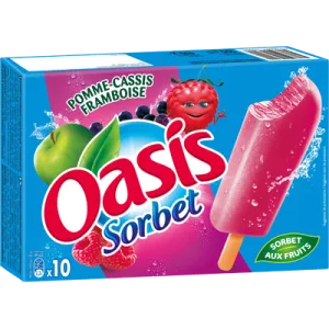 Bâtonnets sorbet pomme, cassis, framboise x10 - OASIS
