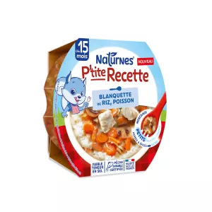 P'tite Recette blanquette met rijst en vis van gecertificeerde duurzame visserij vanaf 15 maanden kleine stukjes 250 g - NATURNES