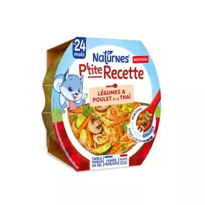 P'tite Recette groenten en kip op Thaise wijze vanaf 24 maanden grote stukjes 250 g - NATURNES