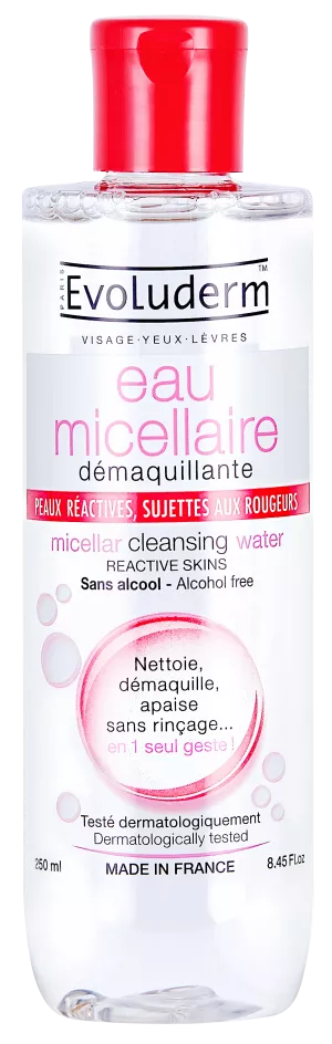 Mizellares Make-up-Entfernerwasser für reaktive Haut. Anfällig für Rötungen 250 ml - Evoluderm