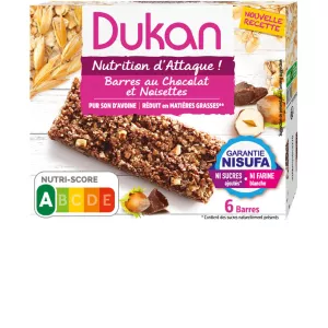 Barritas de Salvado de Avena y Chocolate Sin Azúcares Añadidos 6x25g - Dukan