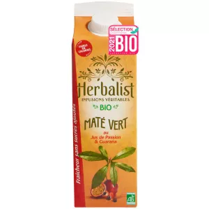 Boisson Bio maté vert passion et guarana sans sucres ajoutés, 1l, HERBALIST