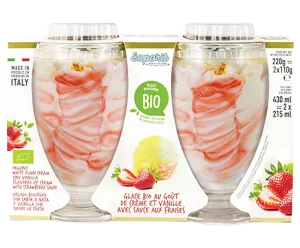 Glace à la vanille & fraise BIO 2x110g - SAPORIT