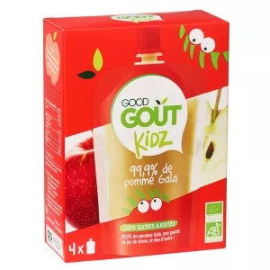 Botella de puré de manzana gala ecológico 4x90g - GOOD GOUT