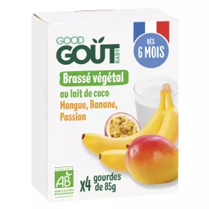 Bottle brewed vegetable coconut milk mango banana Organic from 6 months, 4x85g, GOOD GOUT