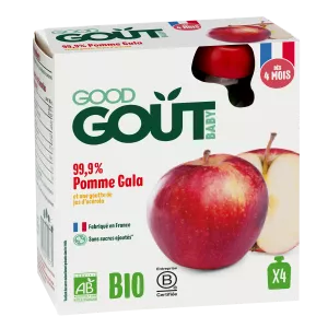 Táo xay nhuyễn Gala hữu cơ, từ 4 tháng 4x85g - GOOD GOUT