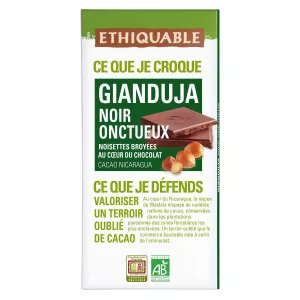 Laini -style Gianduja giza chokoleti ya chokoleti nicaragua kikaboni 100g - ETHIQUABLE