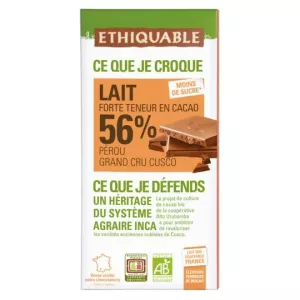 Cioccolato al Latte 56% Cacao Peruviano Biologico 100g -etico