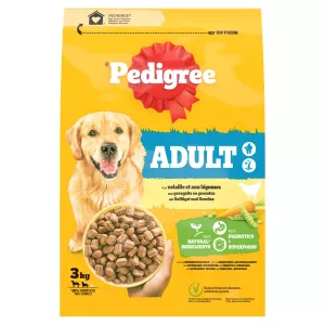 पोल्ट्री और सब्जियों के साथ वयस्क कुत्ते का भोजन 3 किलो - PEDIGREE