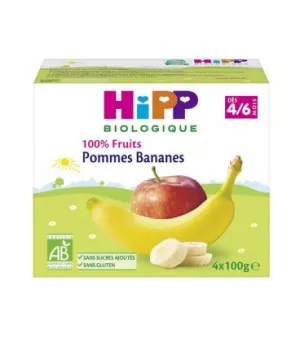 Compotes bébé pommes & bananes BIO dès 4/6 mois 4x100g - HIPP