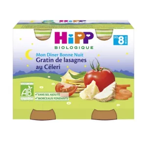 Petits pots gratin de lasagnes au céleri dès 8mois 2x190g - HIPP