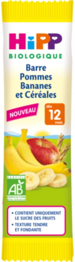 Barre pommes/ bananes/ céréales BIO dès 12 mois 25g - HIPP