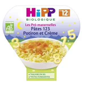 Plat bébé pâtes 123/ potiron/ créme BIO dès 12 mois 230g - HIPP