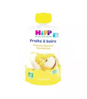 Gourde bébé BIO pommes/ bananes/ mandarines dés 8 mois 90ml - HIPP