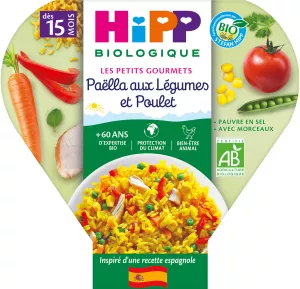 15 महीने से सब्जियों और चिकन के साथ छोटा स्वादिष्ट पेला, 250 ग्राम डिश, HIPP BioLOGIQUE