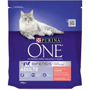 Croquettes cho mèo trưởng thành với cá hồi 450 g - PURINA ONE