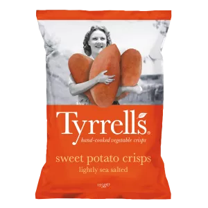 رقائق البطاطس الحلوة المملحة قليلاً مع ملح البحر، 150 جرام - TYRRELLS