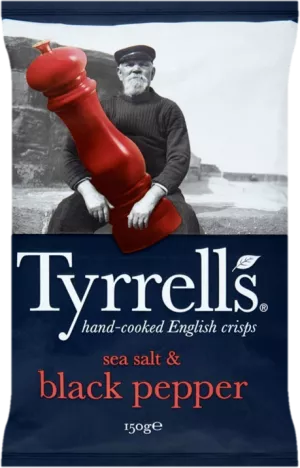 Patatas patatas sal marina y pimienta triturada, 150 g - TYRRELLS