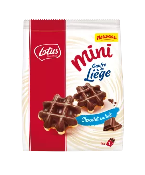 MINI Liège Waffle Milk Chocolate 195g (6x1p) - LOTUS