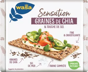 Torradas Crocantes Sensation Com Sementes de Chia e Toque de Sal 245g - Wasa