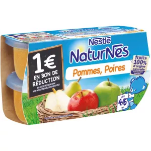 Vipu vidogo vya tufaha/peari kutoka miezi 4 4x130g - NESTLÉ