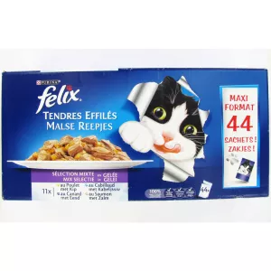 Pâtée pour chat effilés de la mer et aux viandes Felix 44x100g - PURINA