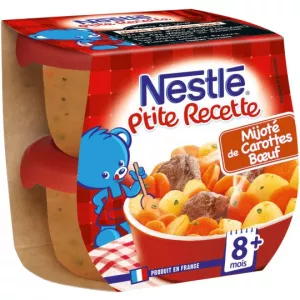Plat bébé mijoté de carottes bœuf 12+ mois 2x200g - NESTLE