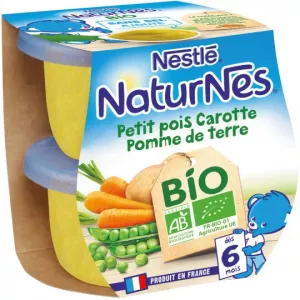 Plat bébé BIO petit pois/ carottes/ pommes de terre dès 6 mois 2x130g - NESTLE