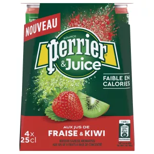 Mineralwasser mit Erdbeer-Kiwi-Geschmack 4x25cl - PERRIER & JUICY