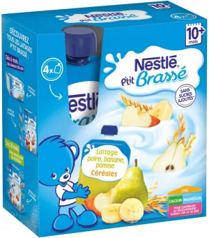 Gourde poire/ banane/ pomme/ céréales dès 10mois 4x90g - NESTLE