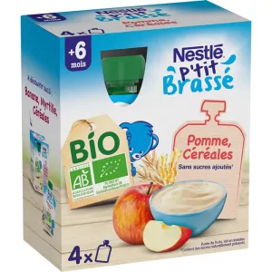 Gourdes pommes céréales BIO dès 6mois 4x90g - NESTLE