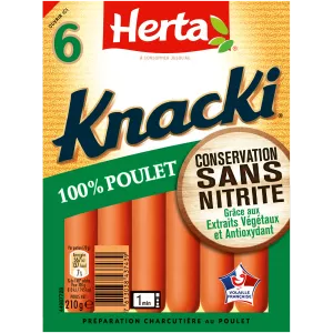 Saucisses 100% Poulet Conservation Sans Nitrite, 210g - HERTA
