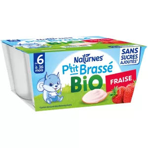 Milchdessert für Babys ab 6 Monaten Erdbeer Bio P'tit Brassé 4x90g - NATURNES