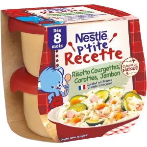 Little flat baby recipe from 8 months, risotto zucchini carrots ham 2*200 - NESTLE