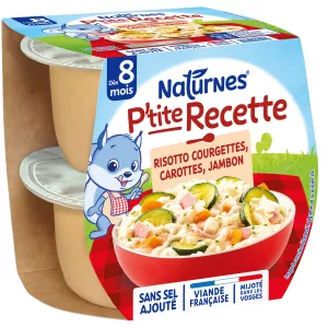 Receta pequeña Plato bebé a partir de 8 meses, risotto calabacín zanahoria jamón 2*200 - NESTLÉ