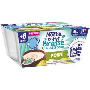 P'tit ủ nước cốt dừa và lê không thêm đường từ 6 tháng 4x90g - NESTLE