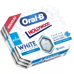 Dragées Oral B Parfum Menthe Fraîche; sans sucres; 3x10 5g - HOLLYWOOD