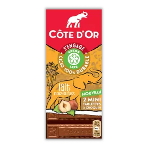 Tablette de chocolat au lait noisette Cacao 2x75g - COTE D'OR